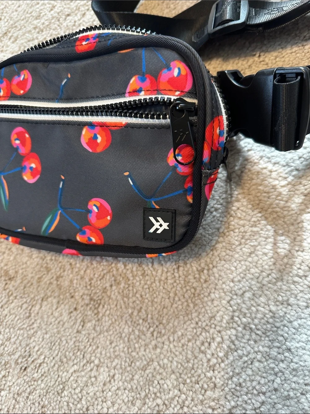The Thread Black Cherry Print Crossbody Belt Bag